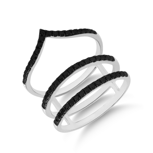 Inel din aur alb cu diamante negre de 0.55ct