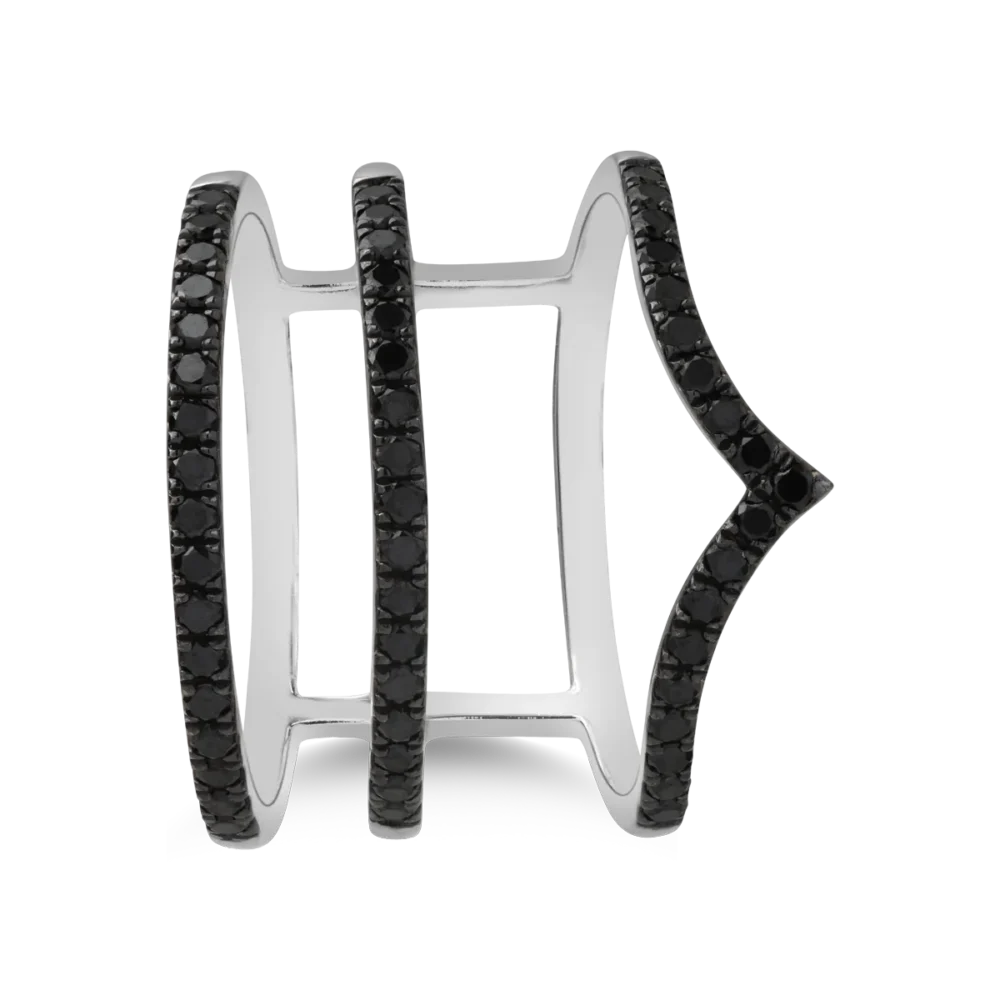 Inel din aur alb cu diamante negre de 0.55ct - imagine 3