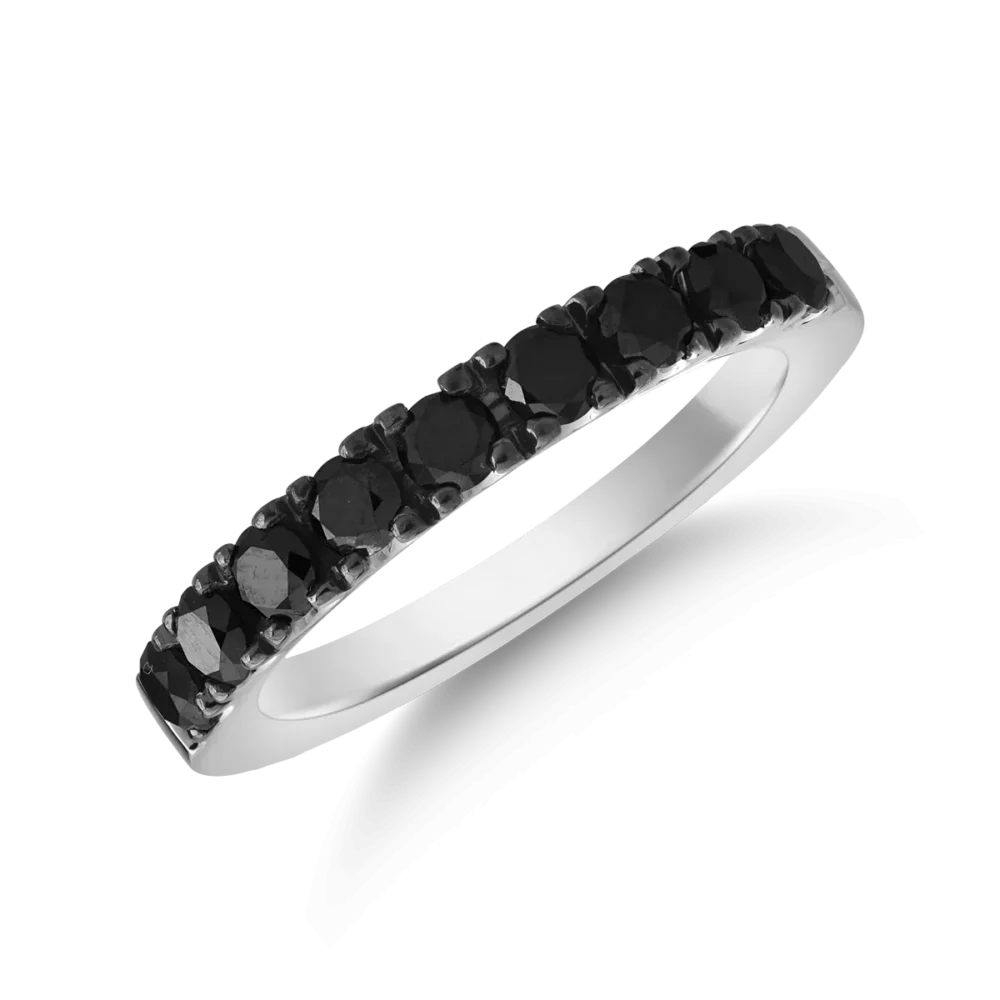 Inel din aur alb cu diamante negre de 0.85ct