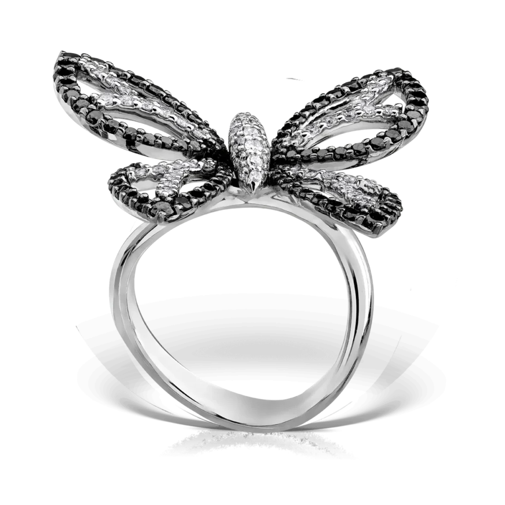 Inel din aur alb cu diamante negre de 1.31ct si diamante de 0.62ct - imagine 2