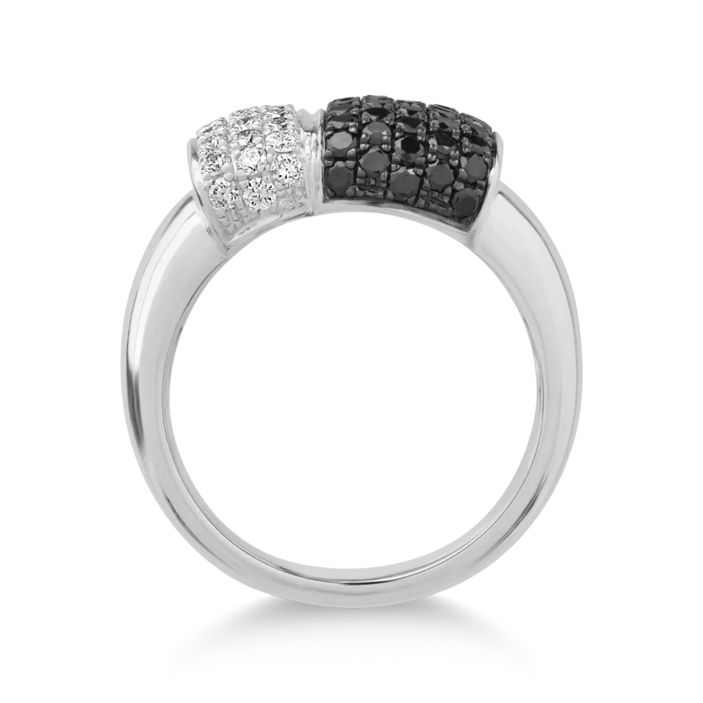 Inel din aur alb cu diamante negre de 1ct si diamante transparente de 0.52ct - imagine 2