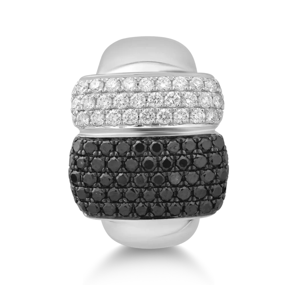 Inel din aur alb cu diamante negre de 1ct si diamante transparente de 0.52ct - imagine 3