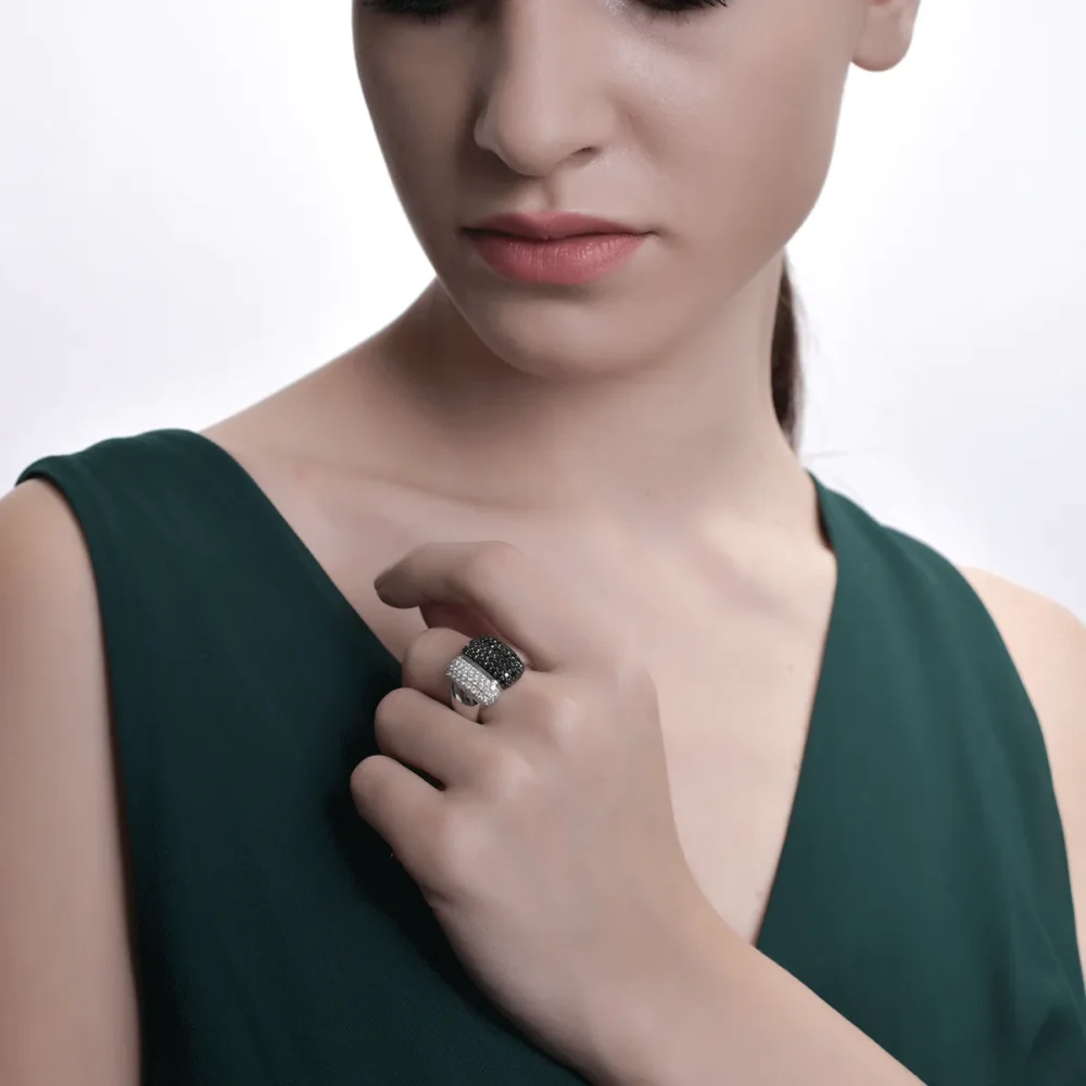 Inel din aur alb cu diamante negre de 1ct si diamante transparente de 0.52ct - imagine 4