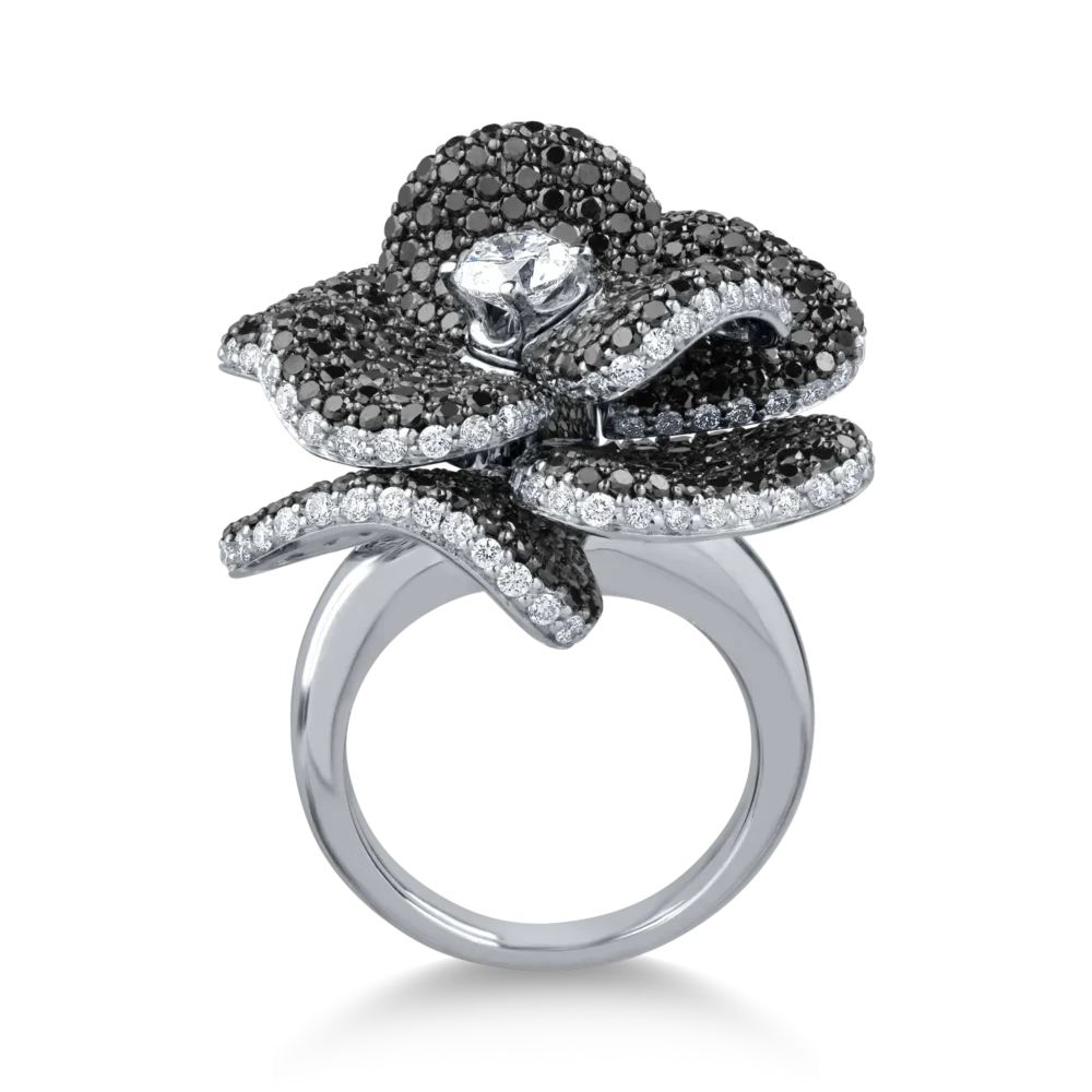 Inel din aur alb cu diamante negre de 4.83ct si diamante transparente de 2.04ct - imagine 3
