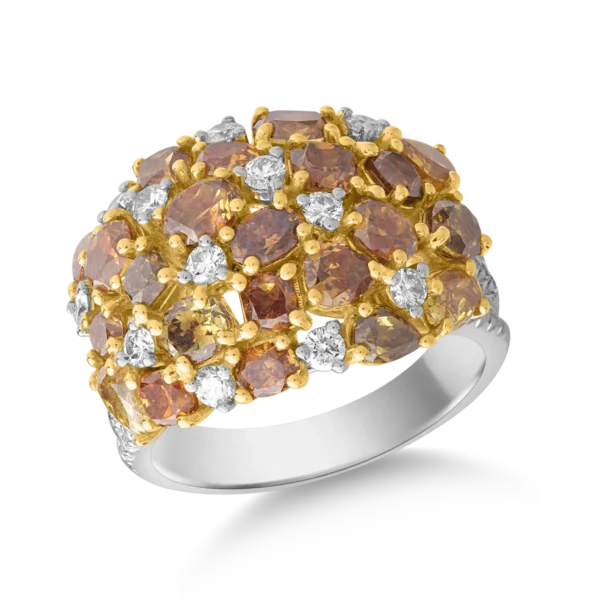 Inel din aur alb cu fancy diamonds de 4.26 si diamante transparente de 0.65ct