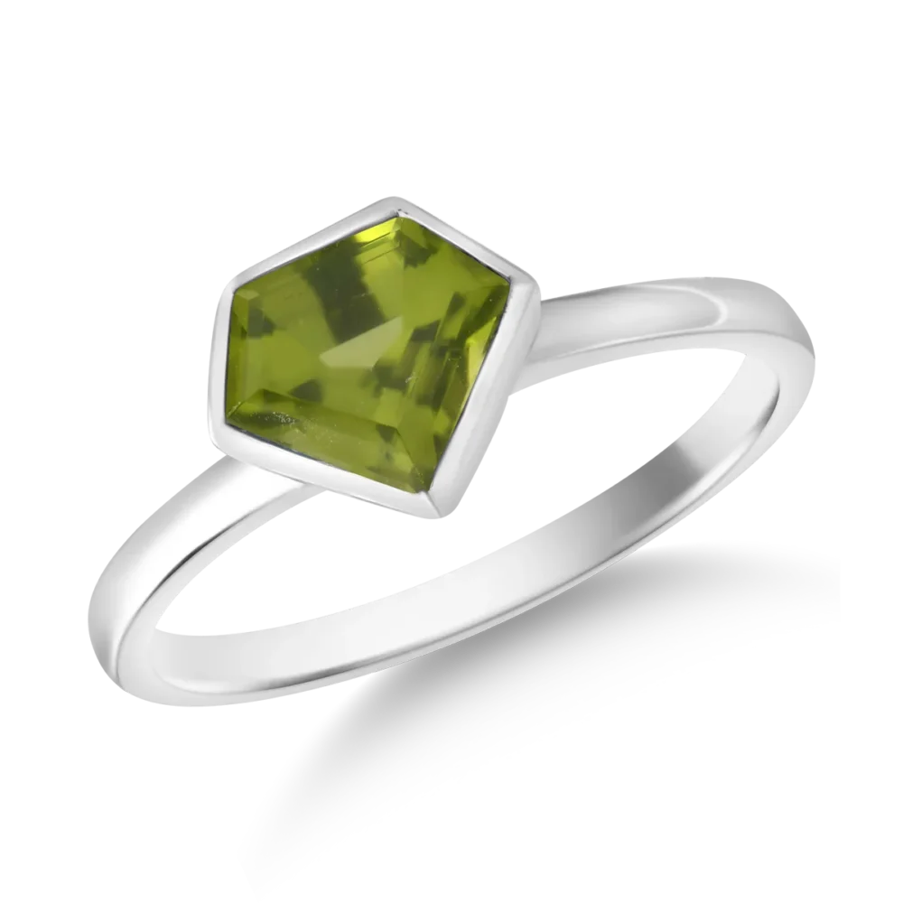 Inel din aur alb cu peridot de 1.5ct
