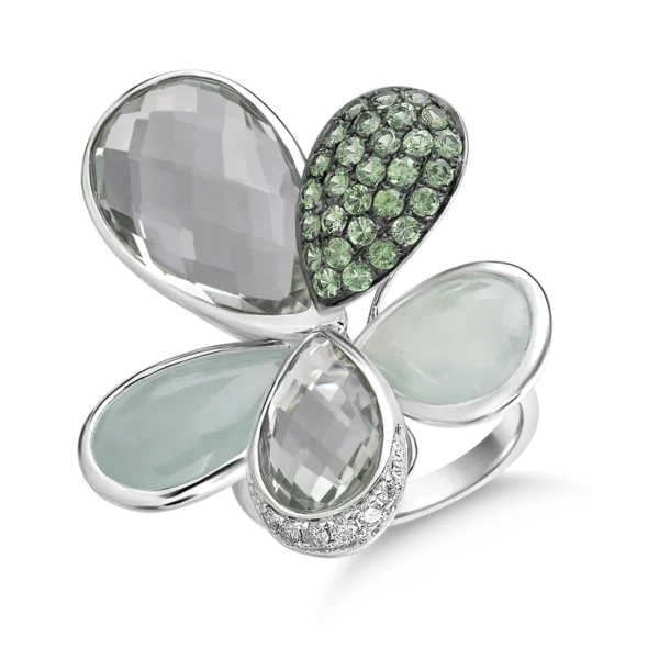 Inel din aur alb cu pietre pretioase si semipretioase de 22.44ct