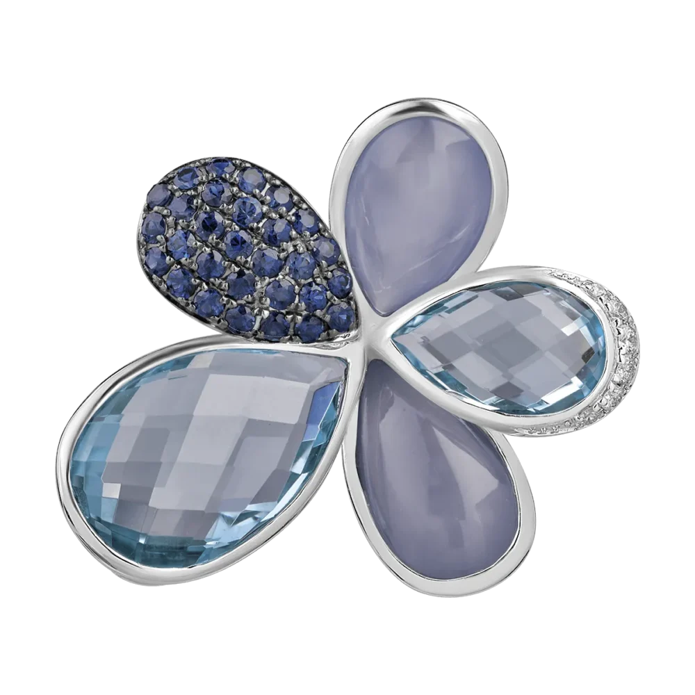 Inel floare din aur alb cu pietre pretioase si semipretioase de 25.2ct - imagine 3