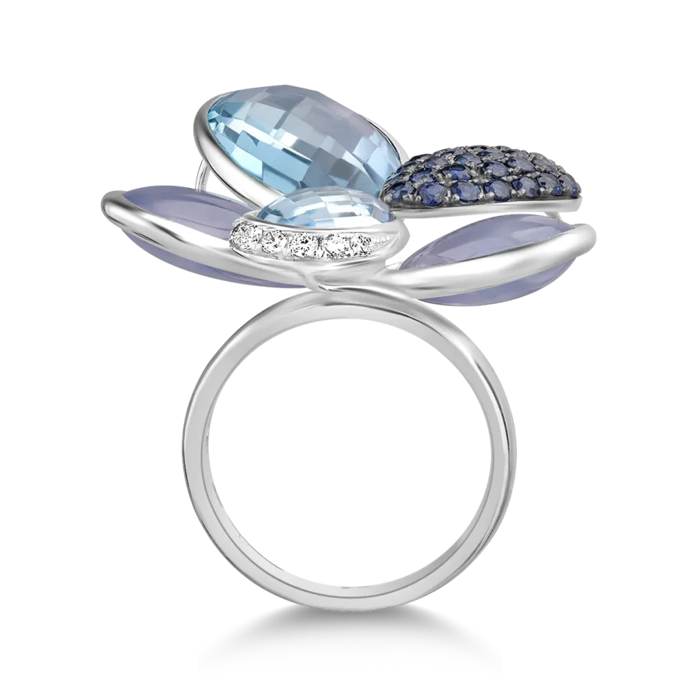 Inel floare din aur alb cu pietre pretioase si semipretioase de 25.9ct - imagine 2