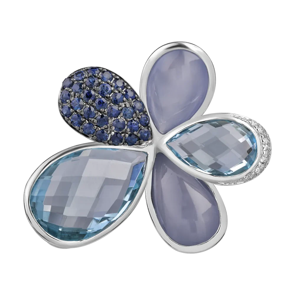 Inel floare din aur alb cu pietre pretioase si semipretioase de 25.9ct - imagine 3