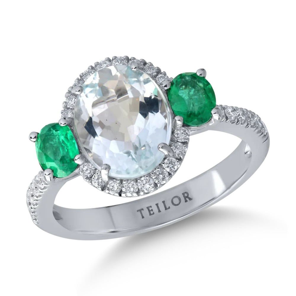 Inel din aur alb cu pietre pretioase si semipretioase de 3.26ct