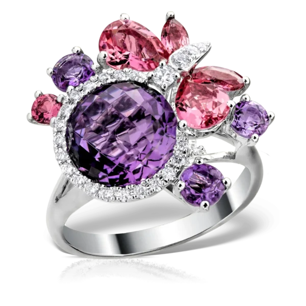 Inel din aur alb cu pietre pretioase si semipretioase de 7.33ct