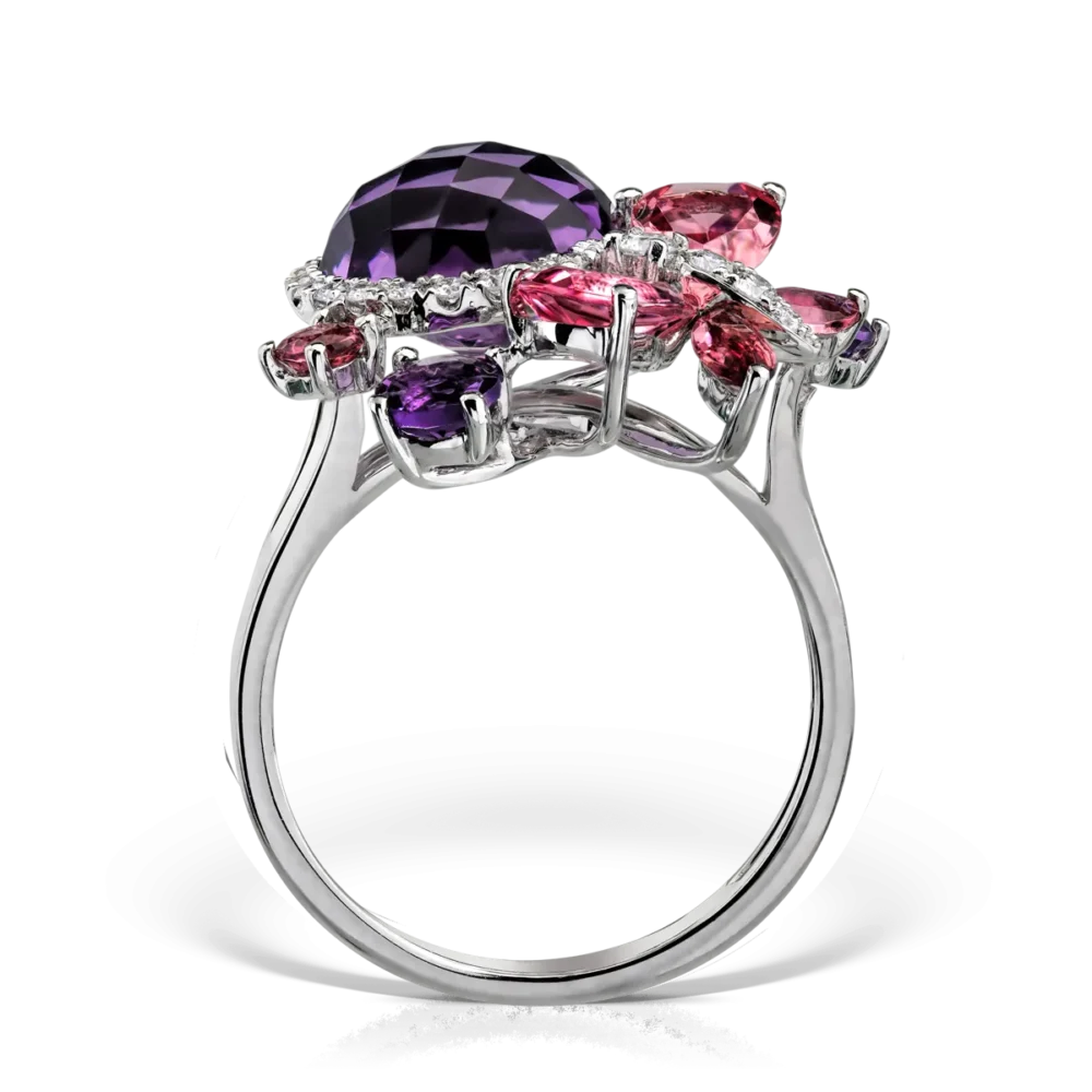 Inel din aur alb cu pietre pretioase si semipretioase de 7.33ct - imagine 2