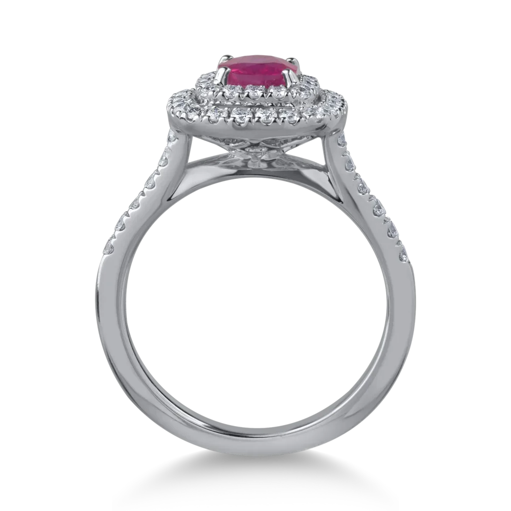 Inel din aur alb cu rubin de 0.84ct si diamante de 0.54ct - imagine 2