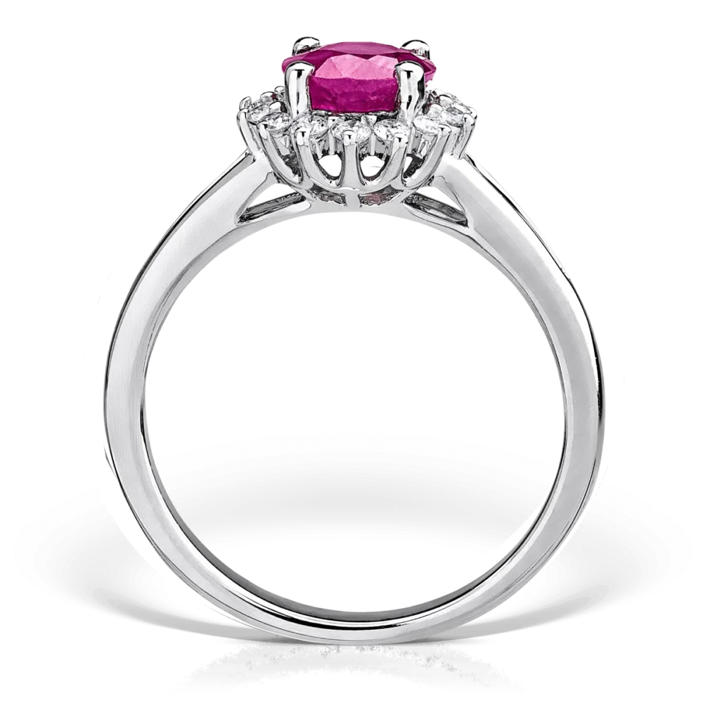 Inel din aur alb cu rubin de 1.1ct si diamante de 0.17ct - imagine 2