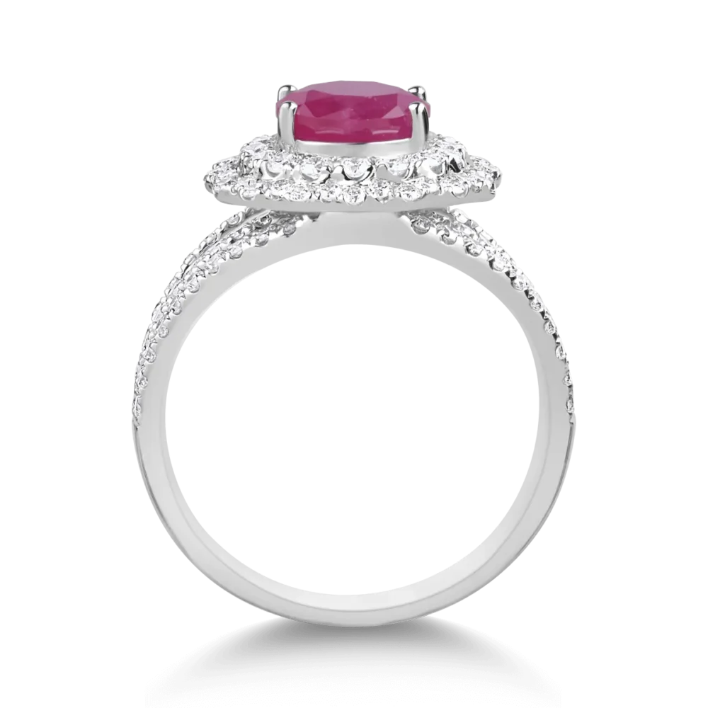 Inel din aur alb cu rubin de 1.45ct si diamante de 0.89ct - imagine 2
