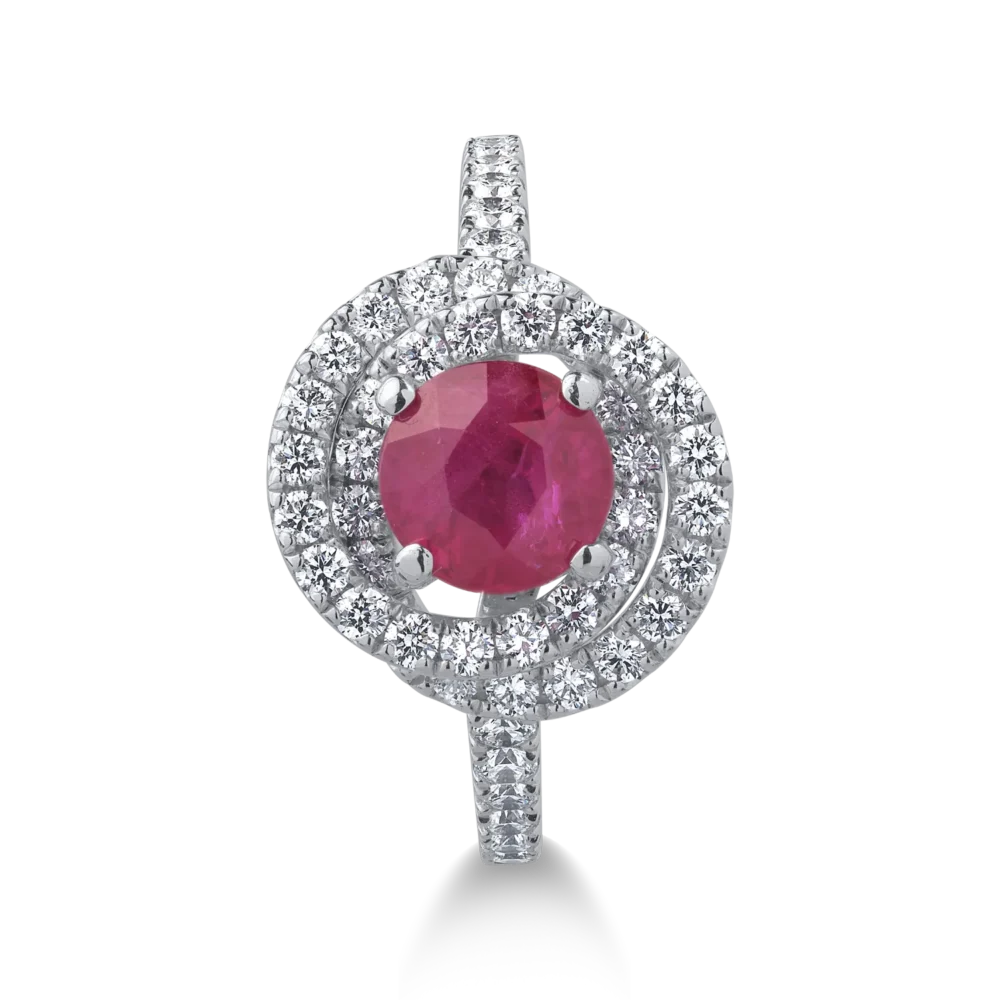 Inel din aur alb cu rubin de 1.63ct si diamante de 0.77ct - imagine 3