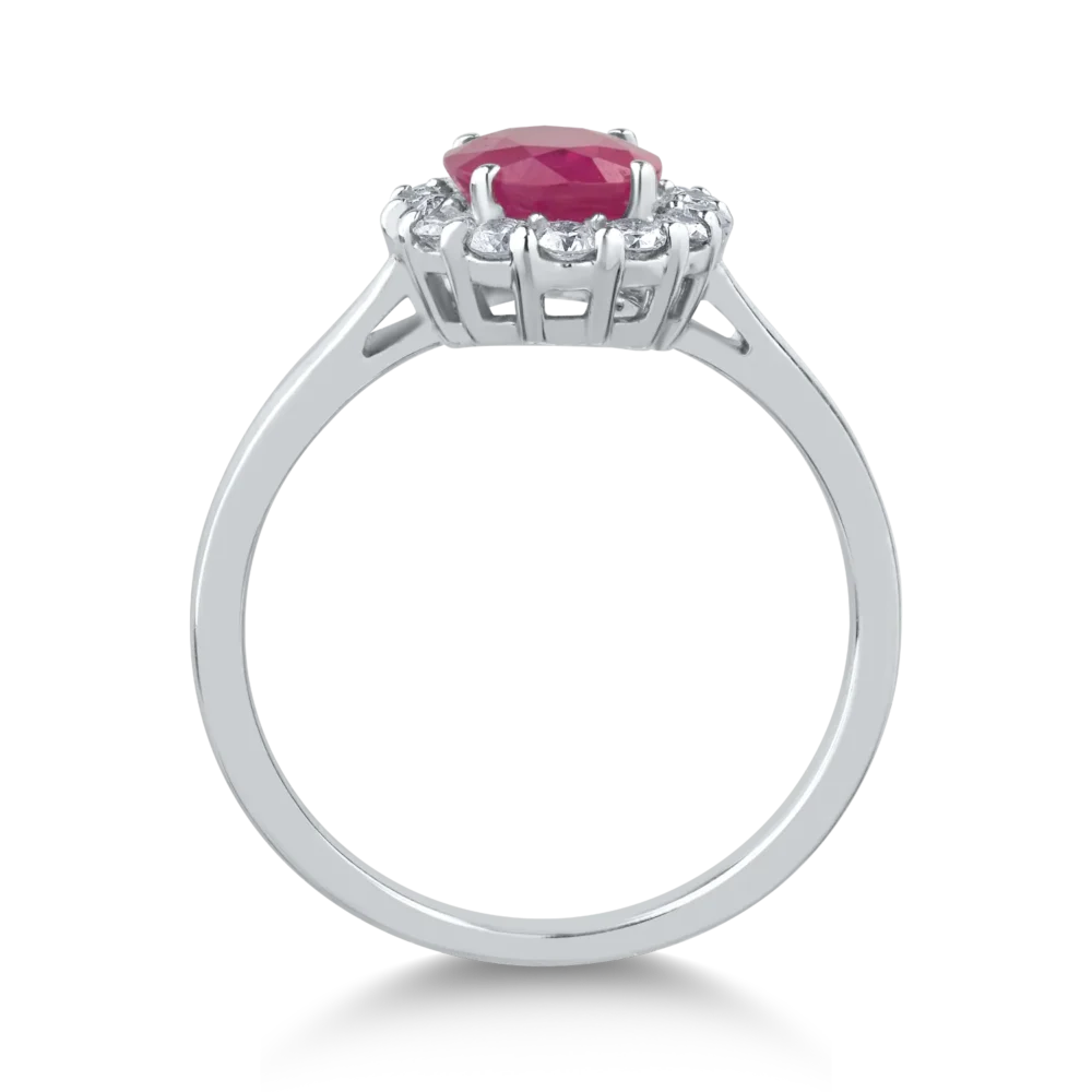 Inel din aur alb cu rubin oval de 1.6ct si diamante de 0.3ct - imagine 2