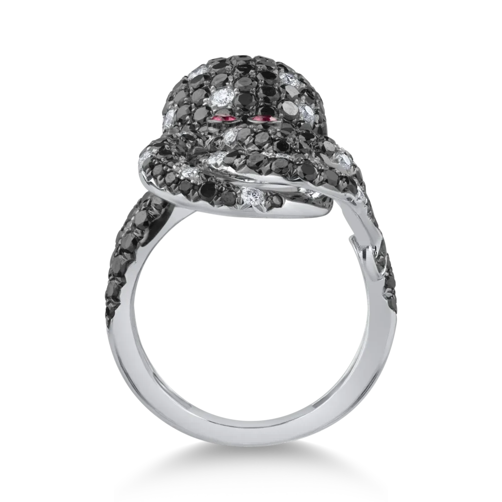 Inel din aur alb cu rubine de 0.08ct si diamante de 3.3ct - imagine 2