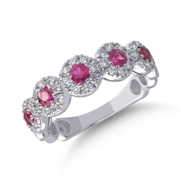 Inel din aur alb cu rubine de 0.58ct si diamante de 0.54ct