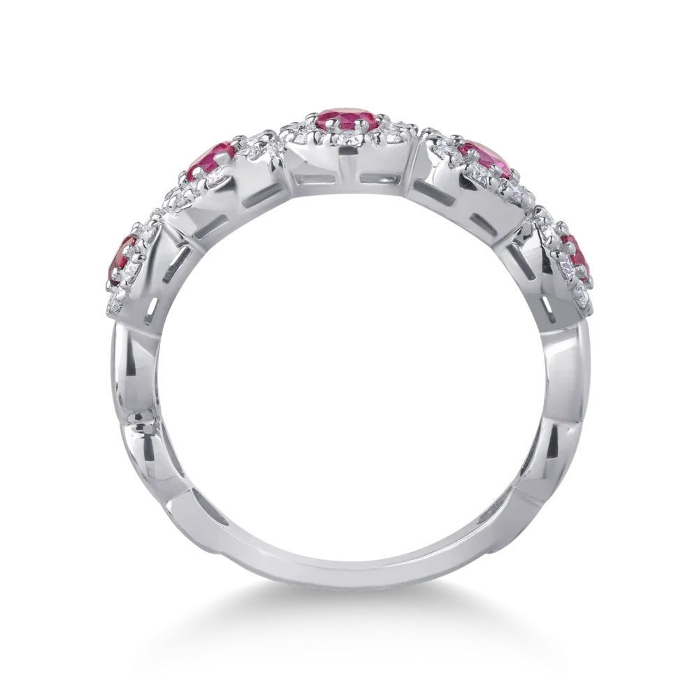 Inel din aur alb cu rubine de 0.58ct si diamante de 0.54ct - imagine 2