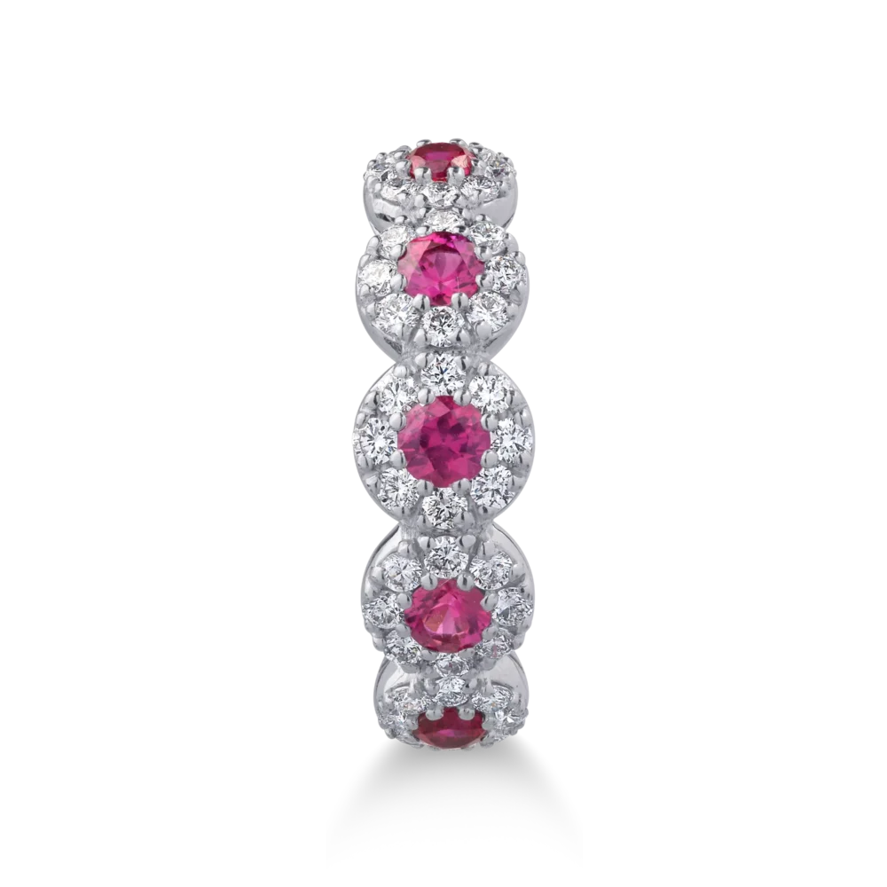 Inel din aur alb cu rubine de 0.58ct si diamante de 0.54ct - imagine 3