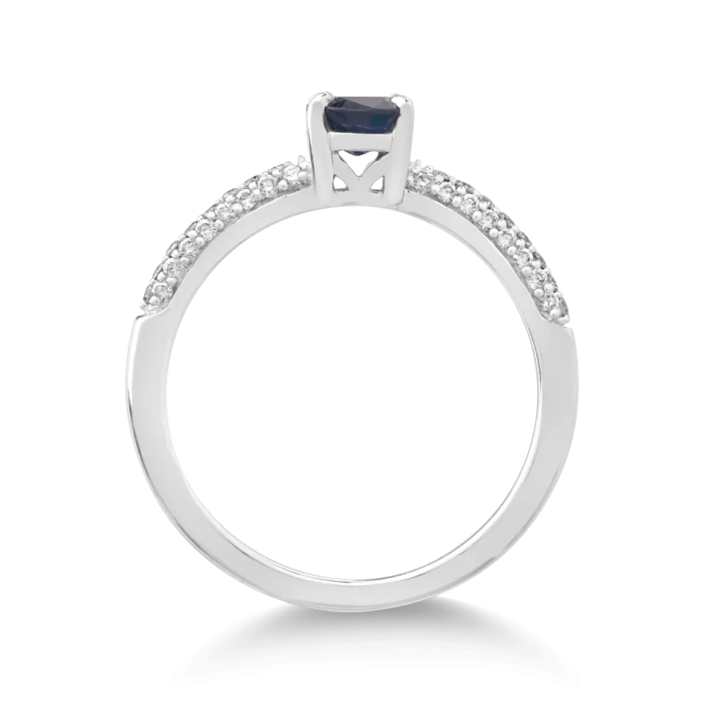 Inel din aur alb cu safir de 0.917ct si diamante de 0.212ct - imagine 2