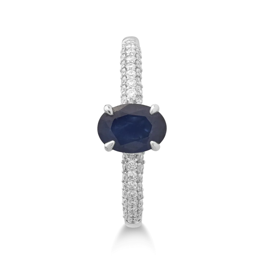 Inel din aur alb cu safir de 0.917ct si diamante de 0.212ct - imagine 3