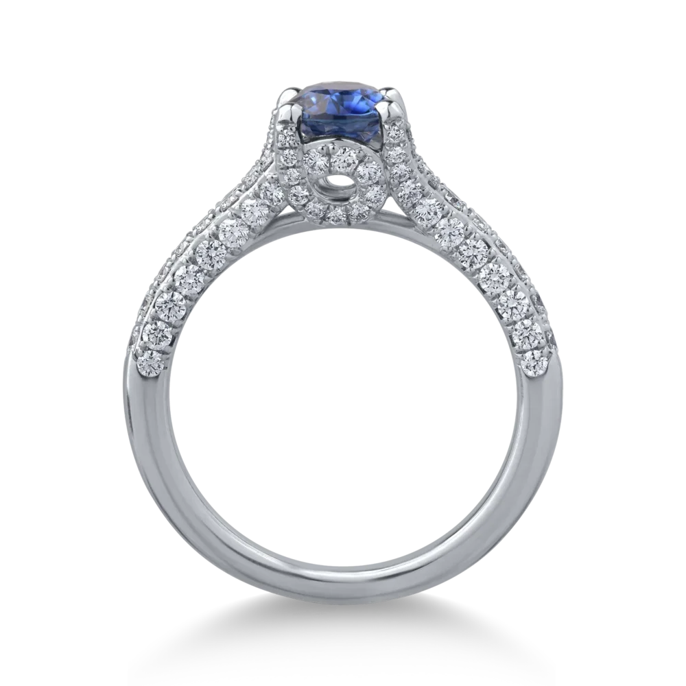 Inel din aur alb cu safir de 1.069ct si diamante de 0.76ct - imagine 2