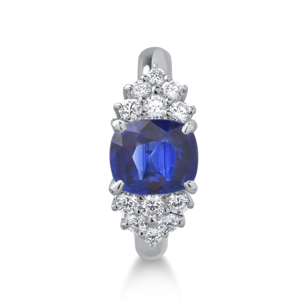 Inel din aur alb cu safir cushion de 2ct si diamante de 0.4ct - imagine 3