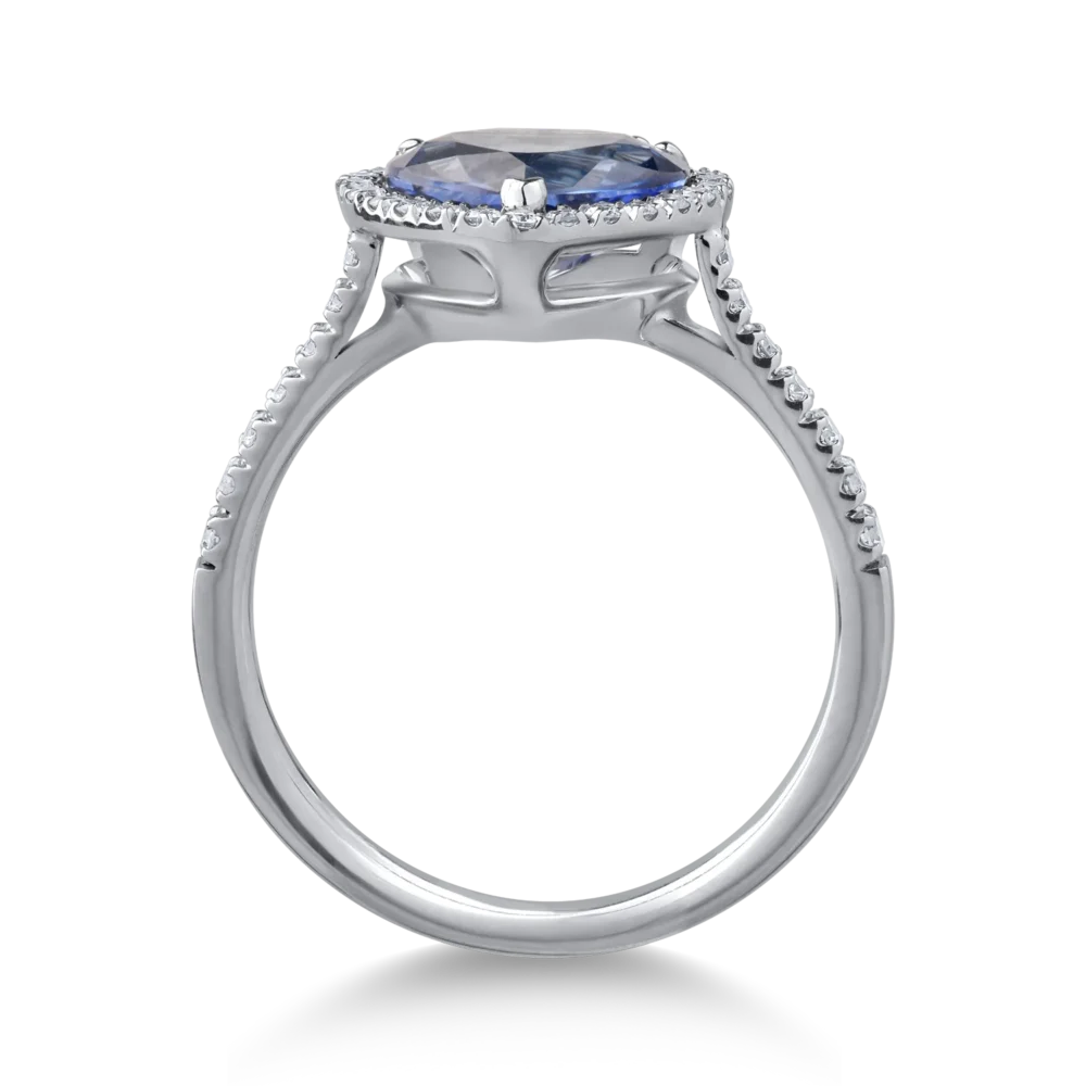 Inel din aur alb cu safir heart de 2.09ct si diamante de 0.3ct - imagine 2