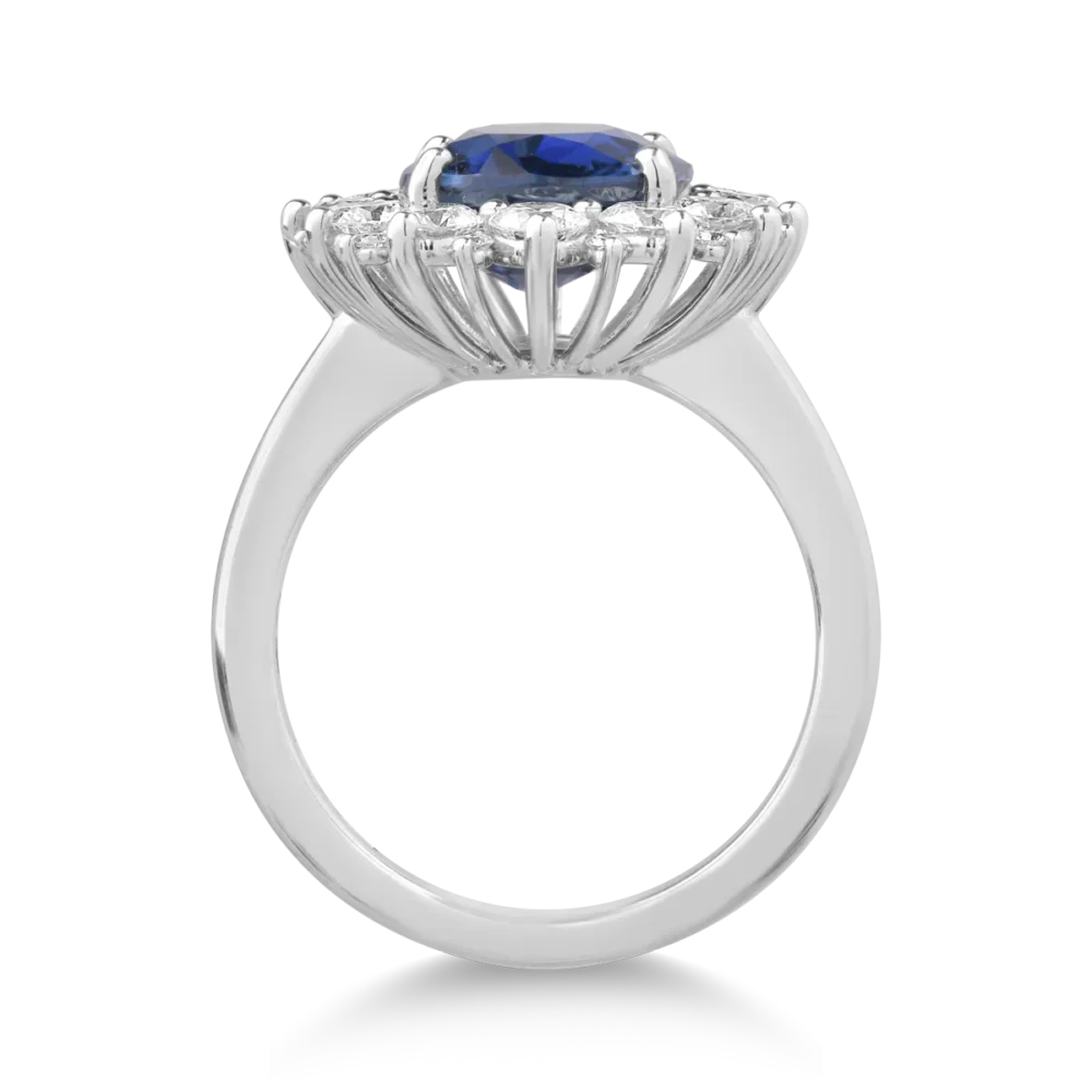 Inel din aur alb cu safir oval de 4.96ct si diamante de 1.37ct - imagine 2