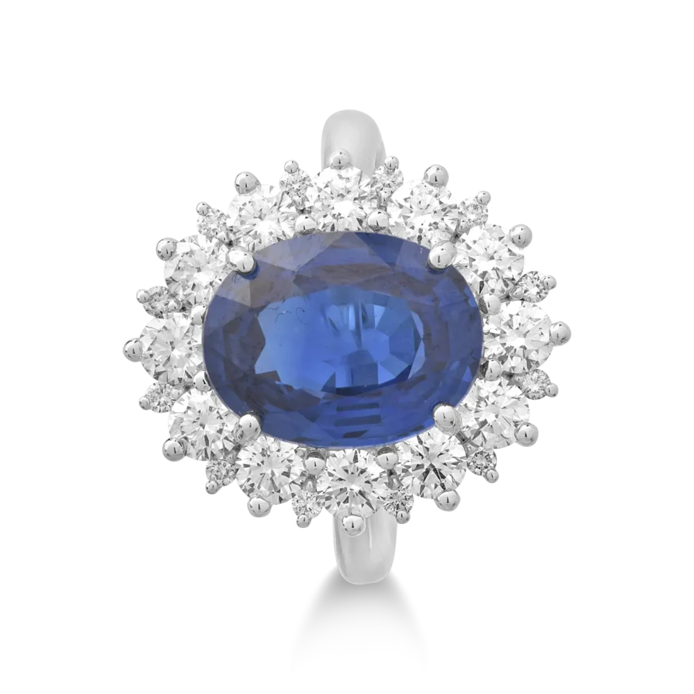 Inel din aur alb cu safir oval de 4.96ct si diamante de 1.37ct - imagine 3