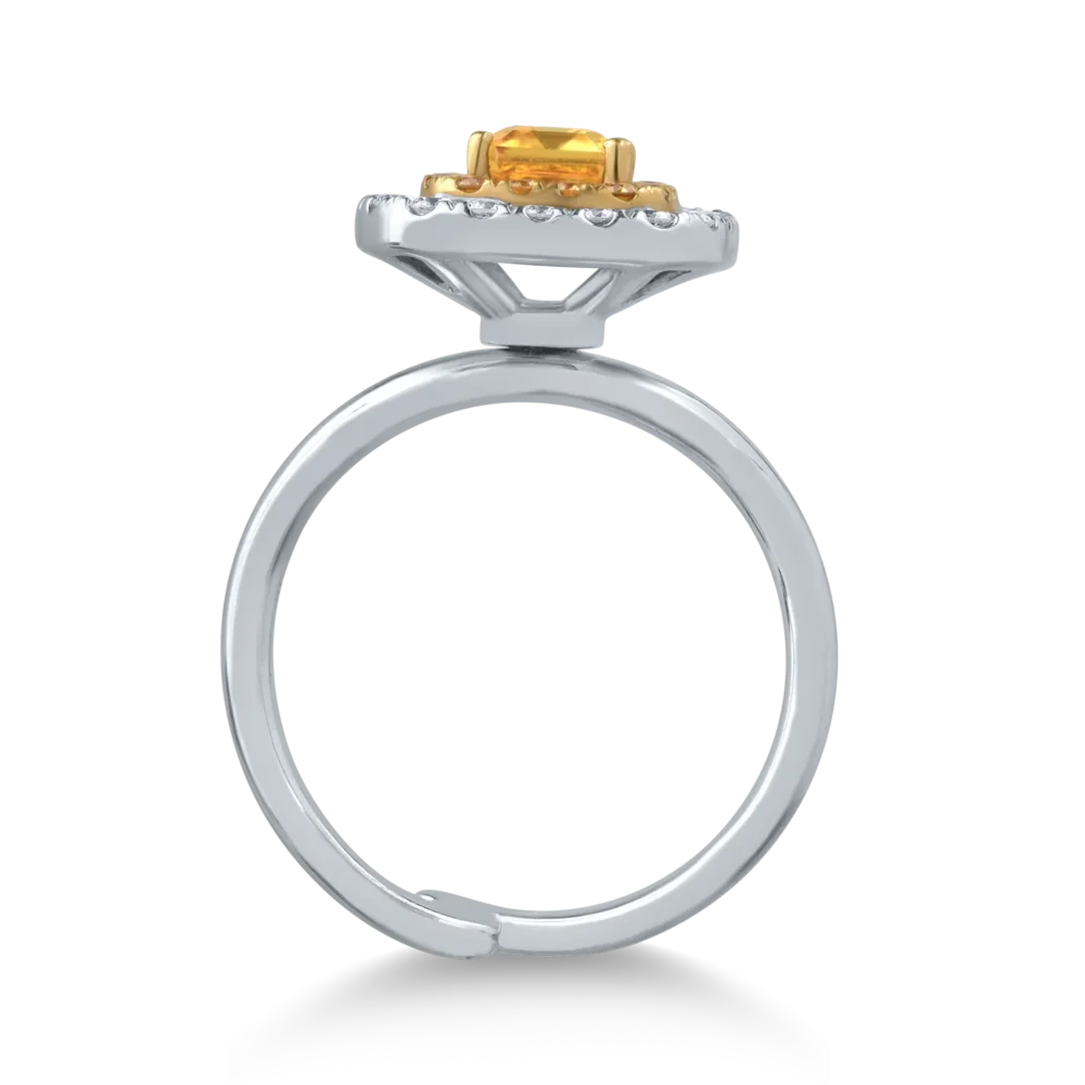 Inel din aur alb cu safir galben emerald de 1.4ct si diamante de 0.5ct - imagine 2