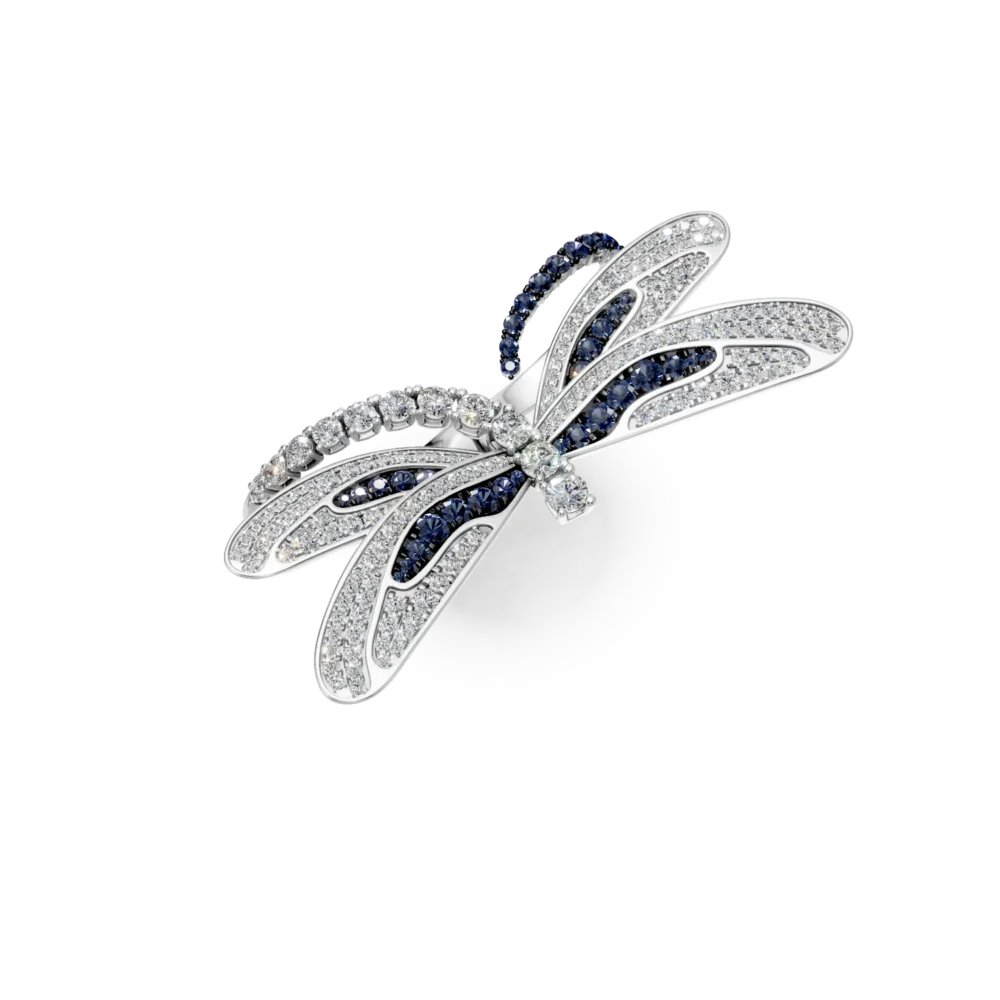 Inel din aur alb cu safire de 1.24ct si diamante de 2.1ct