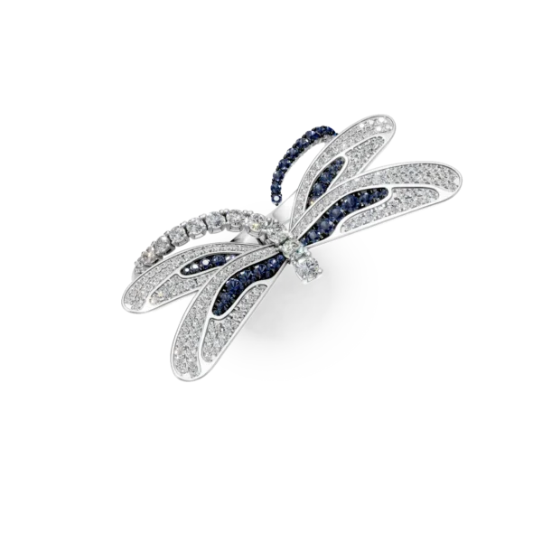 Inel din aur alb cu safire de 1.24ct si diamante de 2.1ct