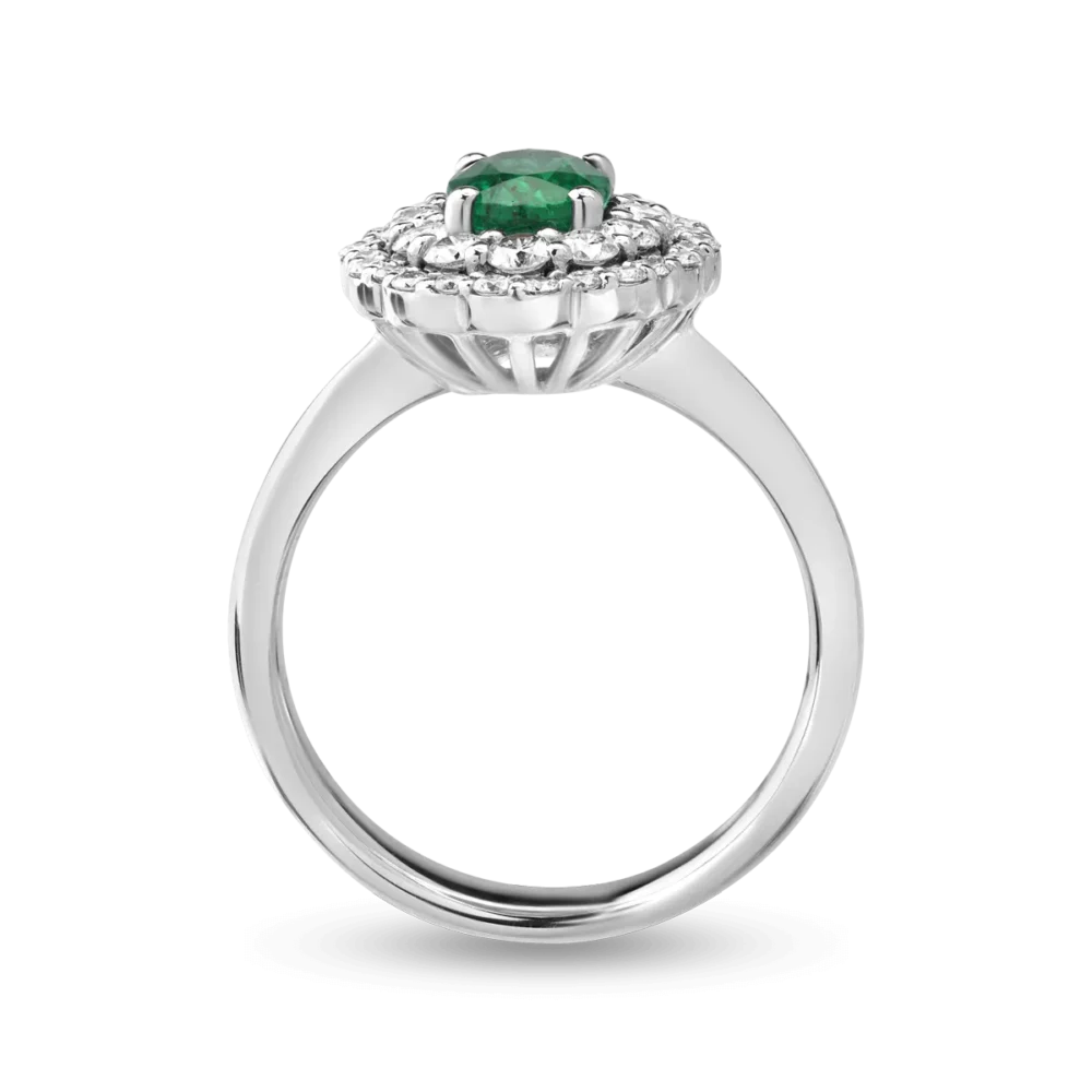 Inel din aur alb cu smarald oval de 0.7ct si diamante de 0.5ct - imagine 2
