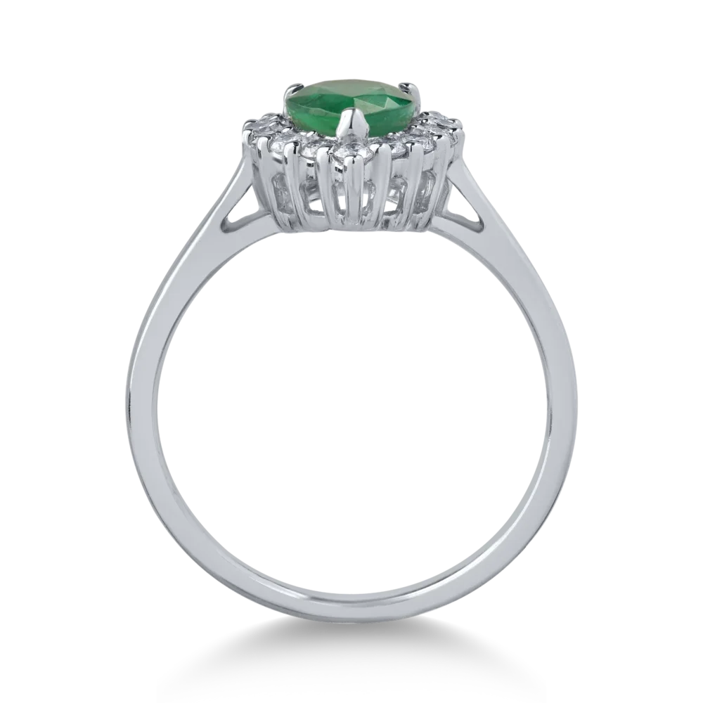 Inel din aur alb cu smarald oval de 0.9ct si diamante de 0.3ct - imagine 2