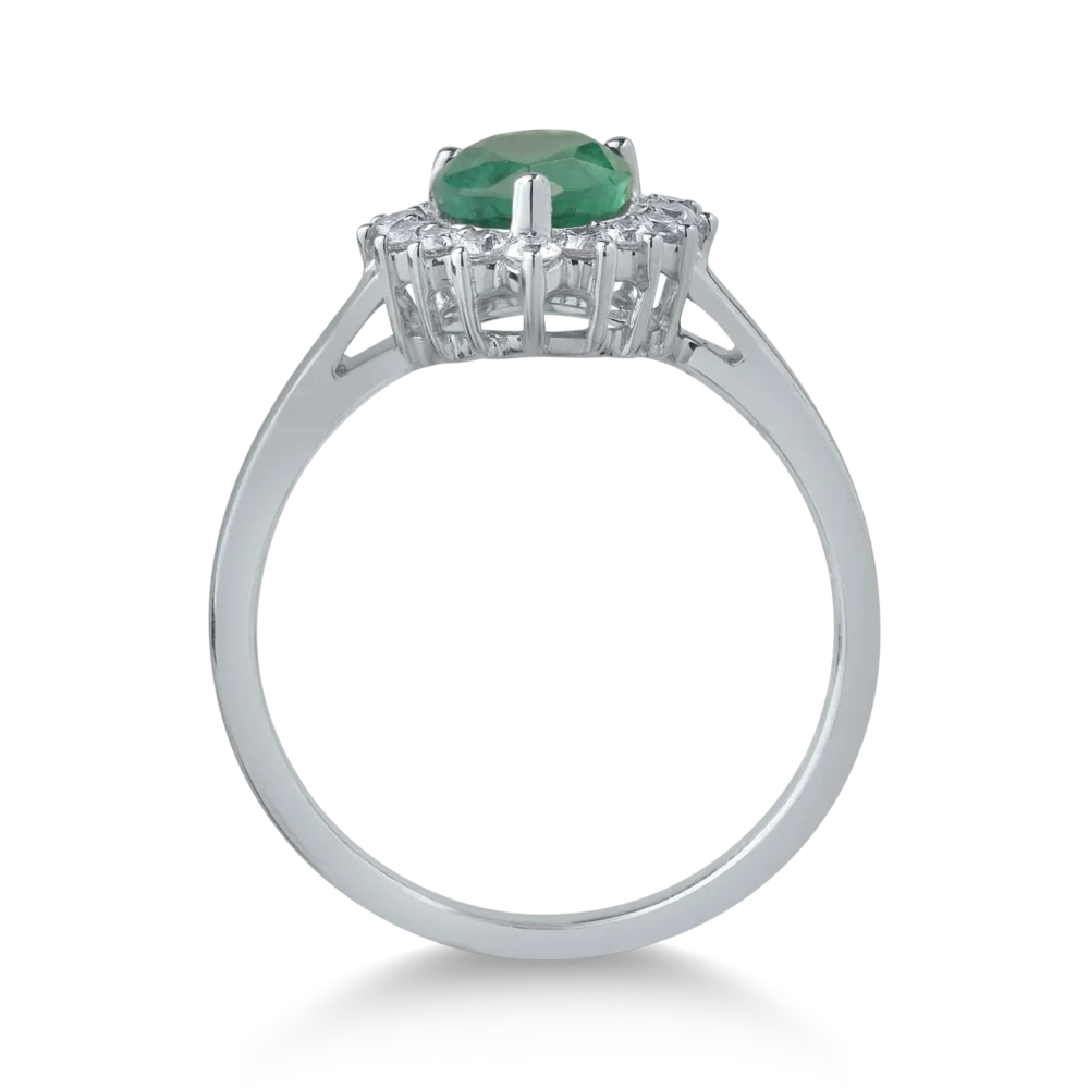 Inel din aur alb cu smarald pear de 1.07ct si diamante de 0.2ct - imagine 2