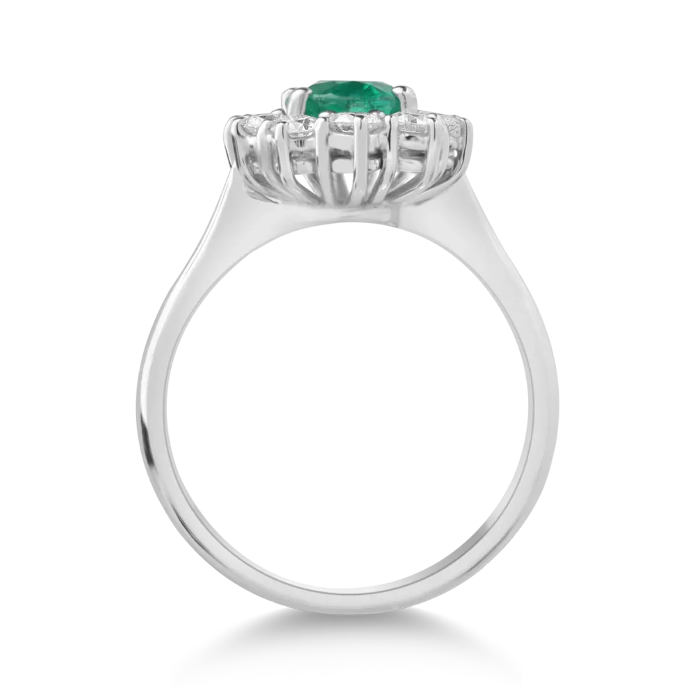 Inel din aur alb cu smarald oval de 1.09ct si diamante de 0.5ct - imagine 2