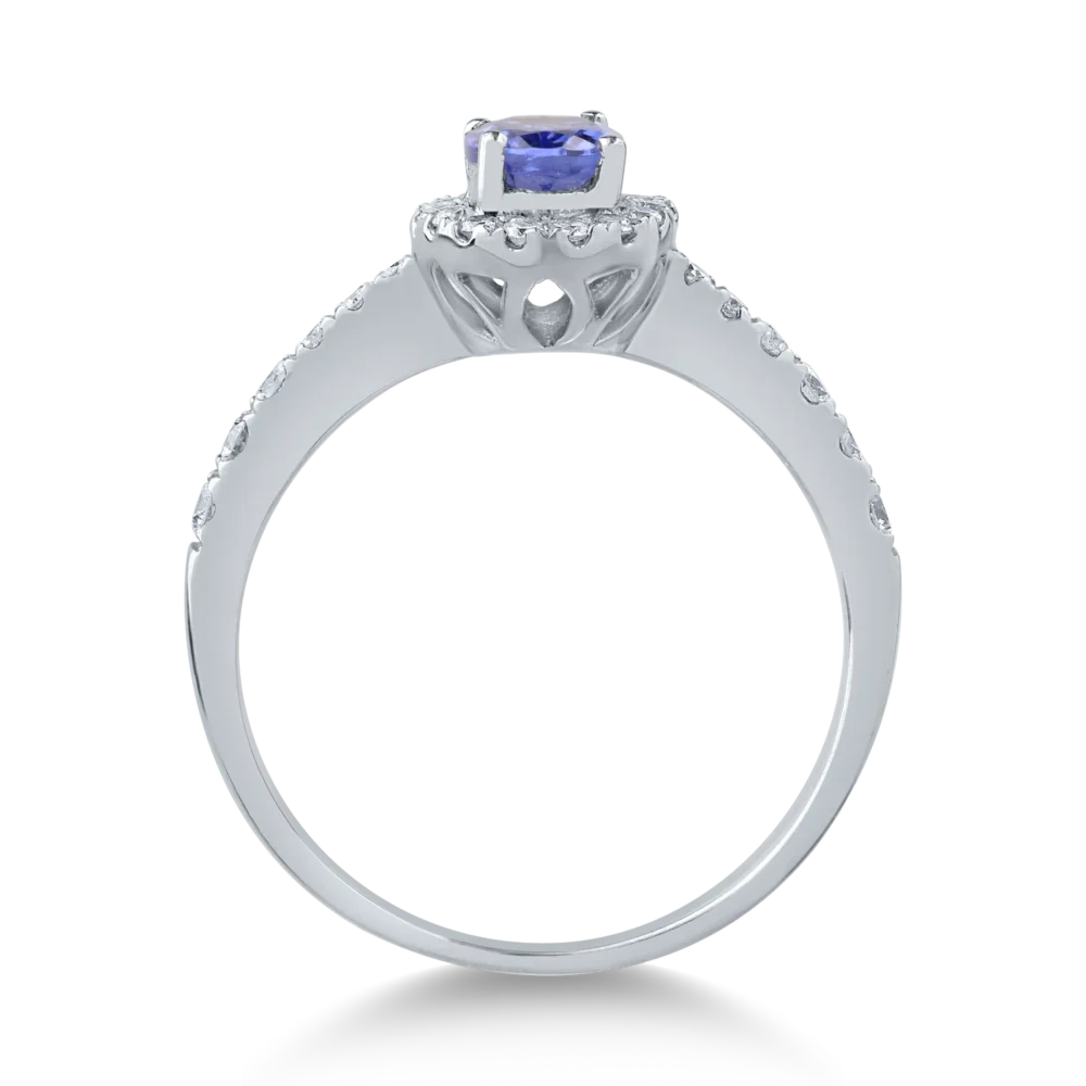 Inel din aur alb cu tanzanit oval de 0.6ct si diamante de 0.3ct - imagine 2