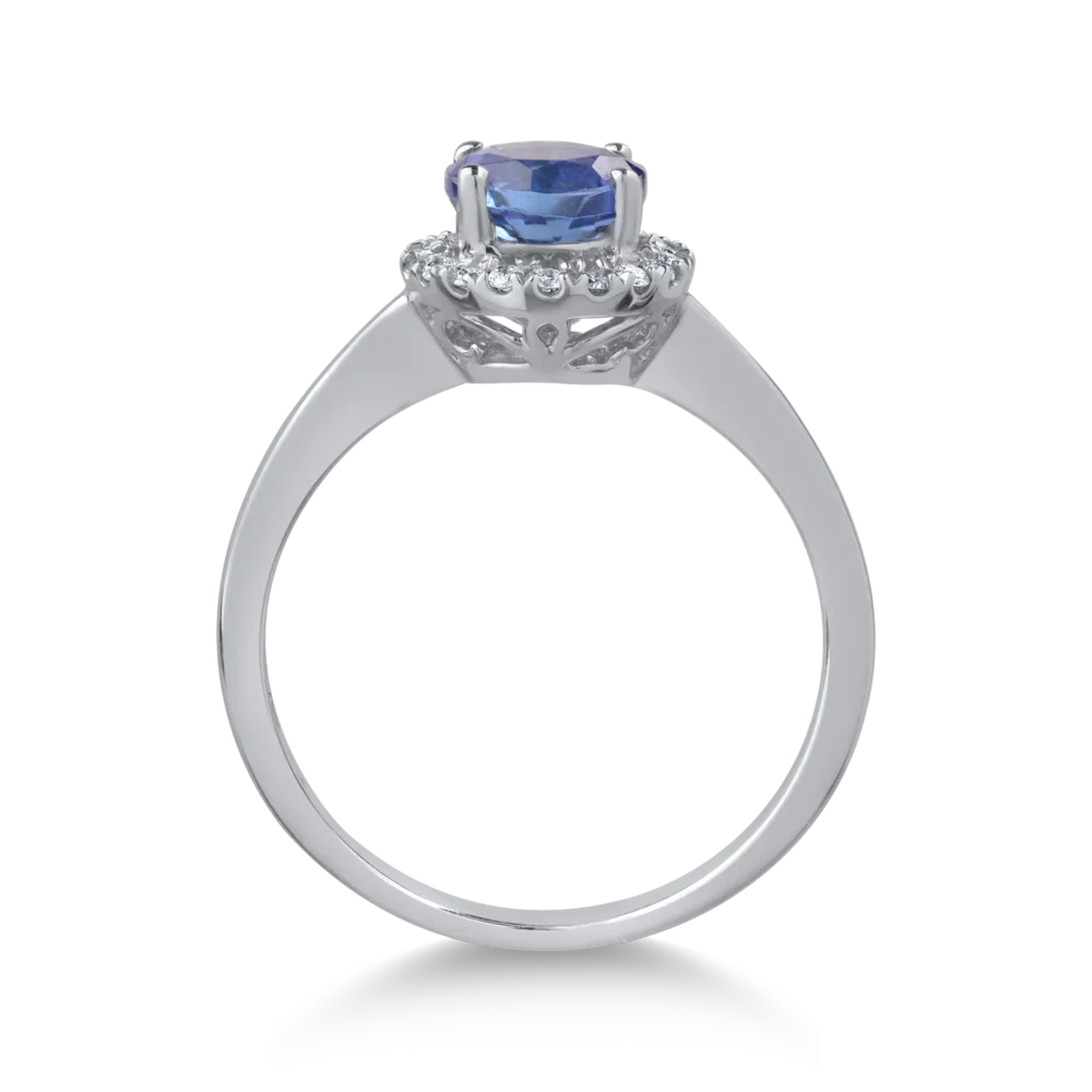 Inel din aur alb cu tanzanit de 1.05ct si diamante de 0.11ct - imagine 2
