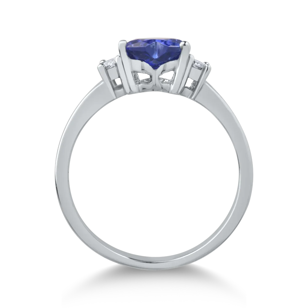 Inel din aur alb cu tanzanit heart de 1.1ct si diamante de 0.1ct - imagine 2