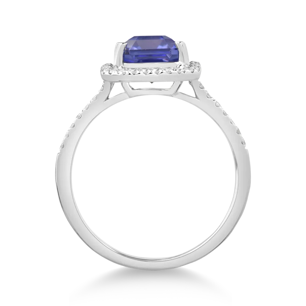 Inel din aur alb cu tanzanit octogonal de 2.06ct si diamante de 0.2ct - imagine 2