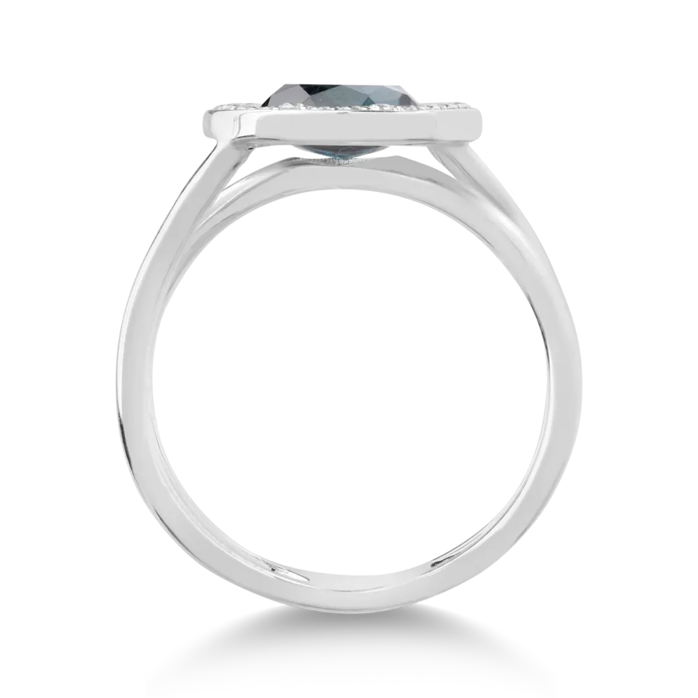 Inel din aur alb cu topaz London blue de 1.68ct si diamante de 0.156ct - imagine 2