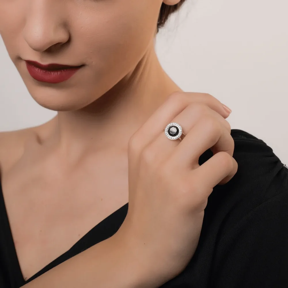 Inel din aur alb cu topaz London blue de 1.68ct si diamante de 0.156ct - imagine 4