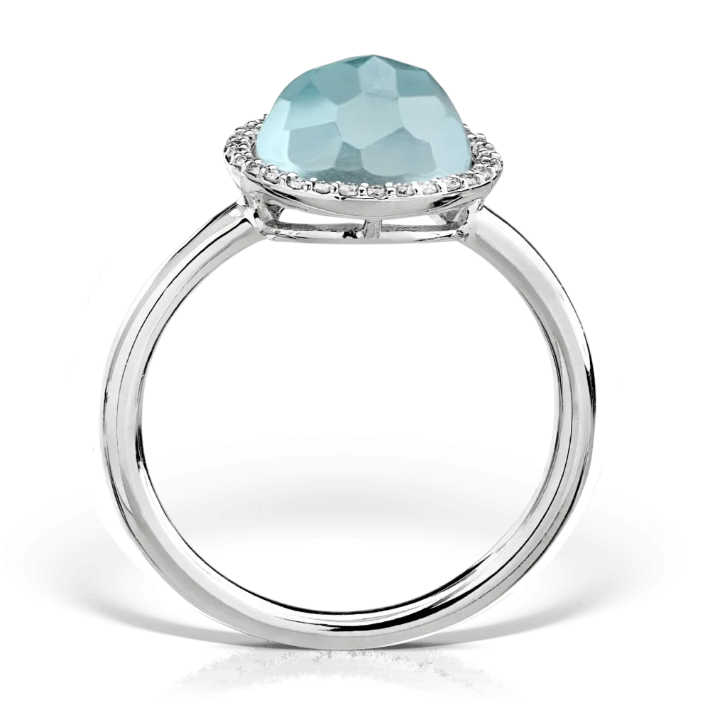 Inel din aur alb cu topaz albastru deschis de 3.52ct si diamante de 0.112ct - imagine 2