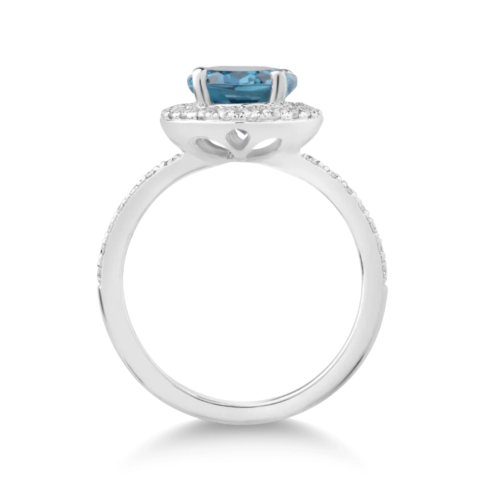 Inel din aur alb cu topaz oval de 2.2ct si diamante de 0.2ct - imagine 2
