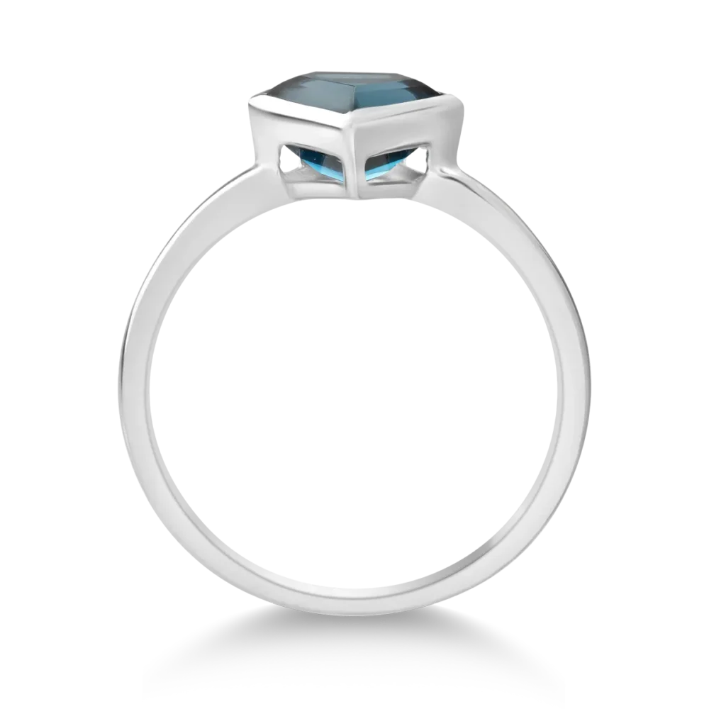 Inel din aur alb cu topaz london blue de 1.56ct - imagine 2