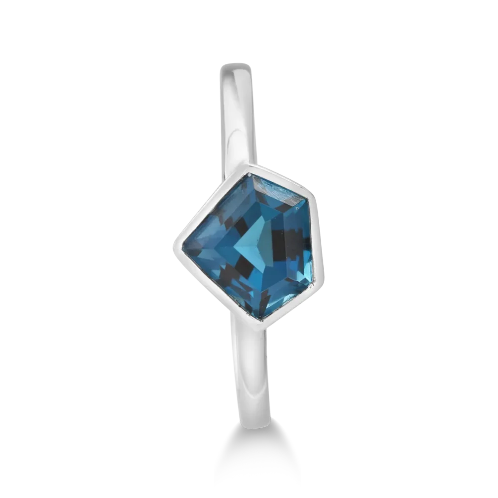 Inel din aur alb cu topaz london blue de 1.6ct - imagine 3